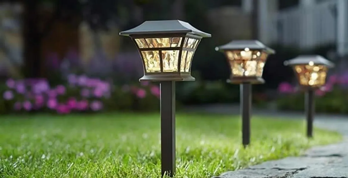 landscape lighting installation services with professionally installed pathway lights in Redding, CA