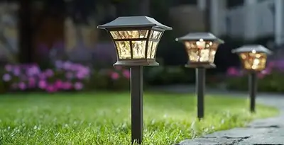 landscape lighting installation services with professionally installed pathway lights in Redding, CA